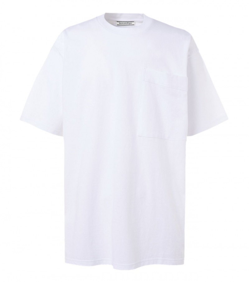 White Onitsuka Tiger T Shirts | 06387-JFYI