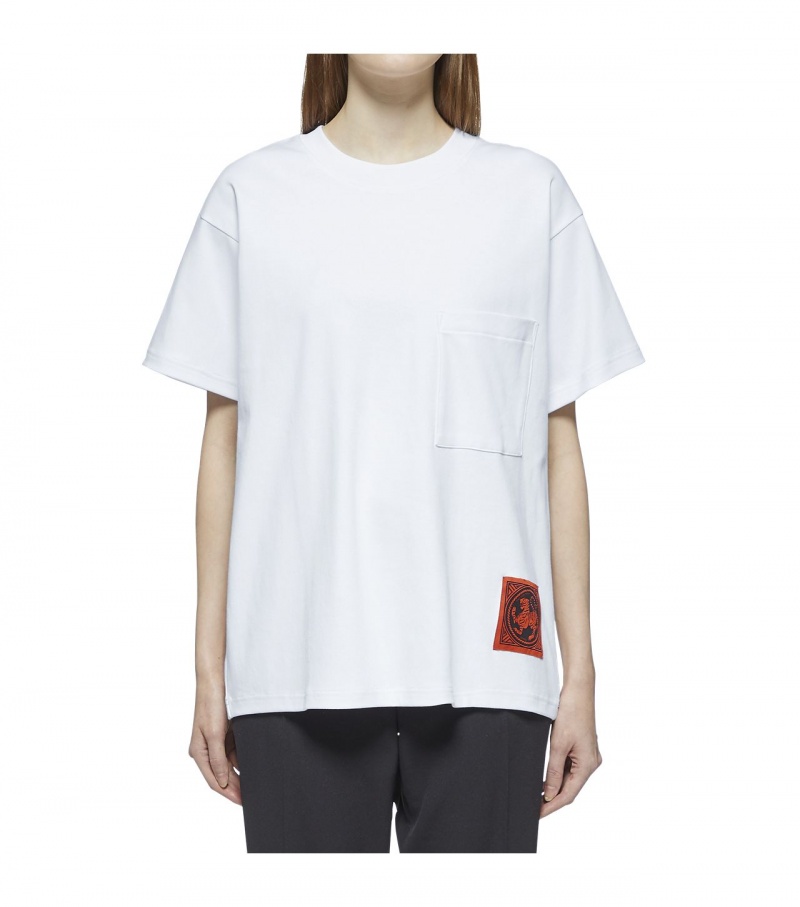 White Onitsuka Tiger T Shirts | 10946-FOES