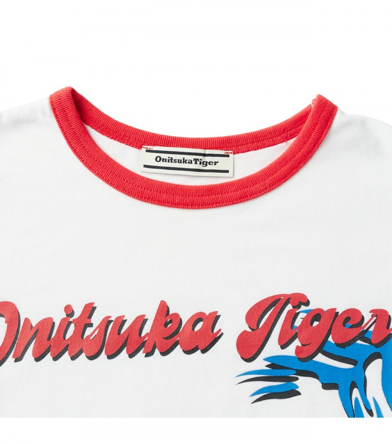 White Onitsuka Tiger T Shirts | 21708-XDGC