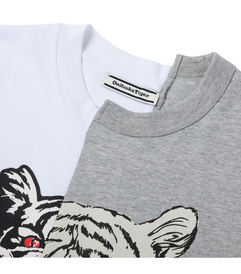 White Onitsuka Tiger T Shirts | 37840-WFNQ