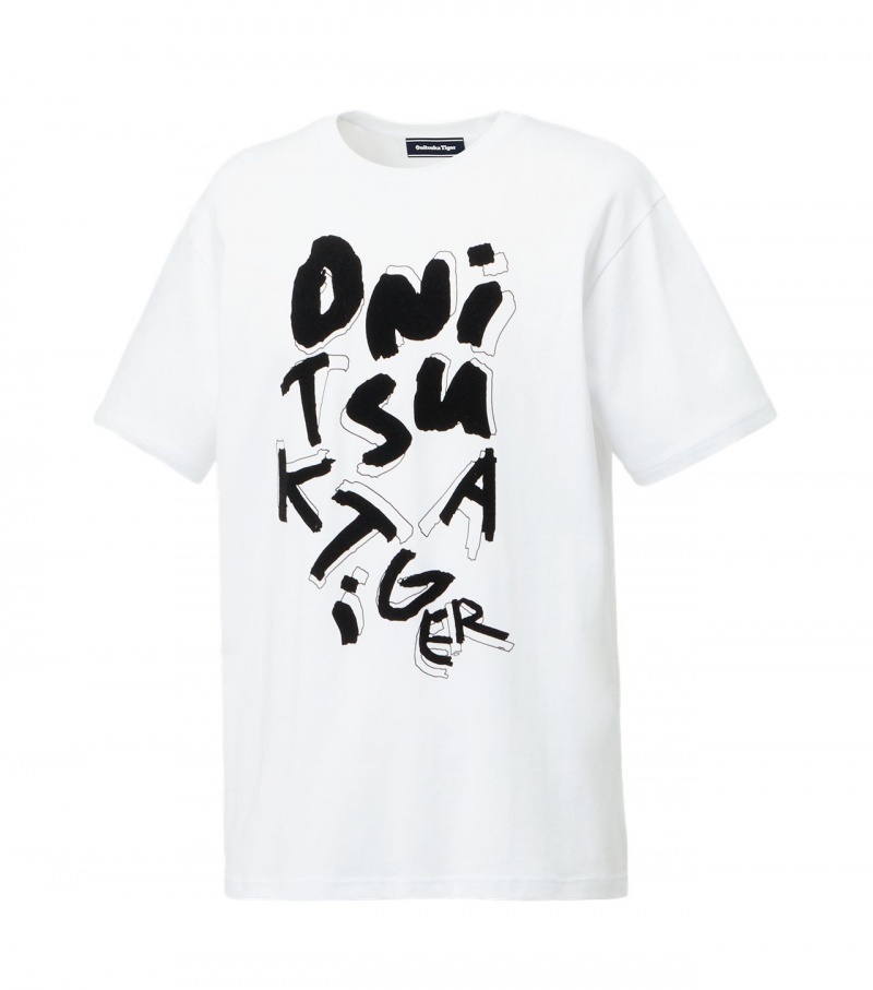 White Onitsuka Tiger T Shirts | 42307-LQSR