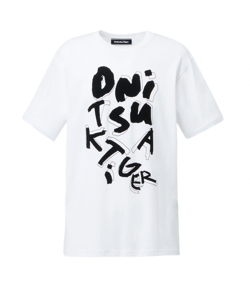 White Onitsuka Tiger T Shirts | 45021-ICJV