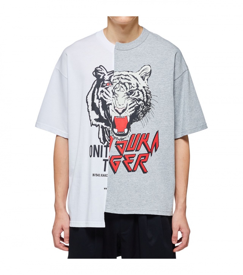 White Onitsuka Tiger T Shirts | 54629-CBHR