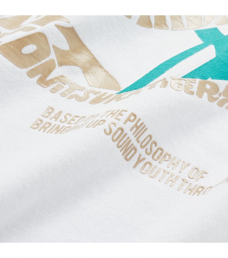 White Onitsuka Tiger T Shirts | 64879-QKNE