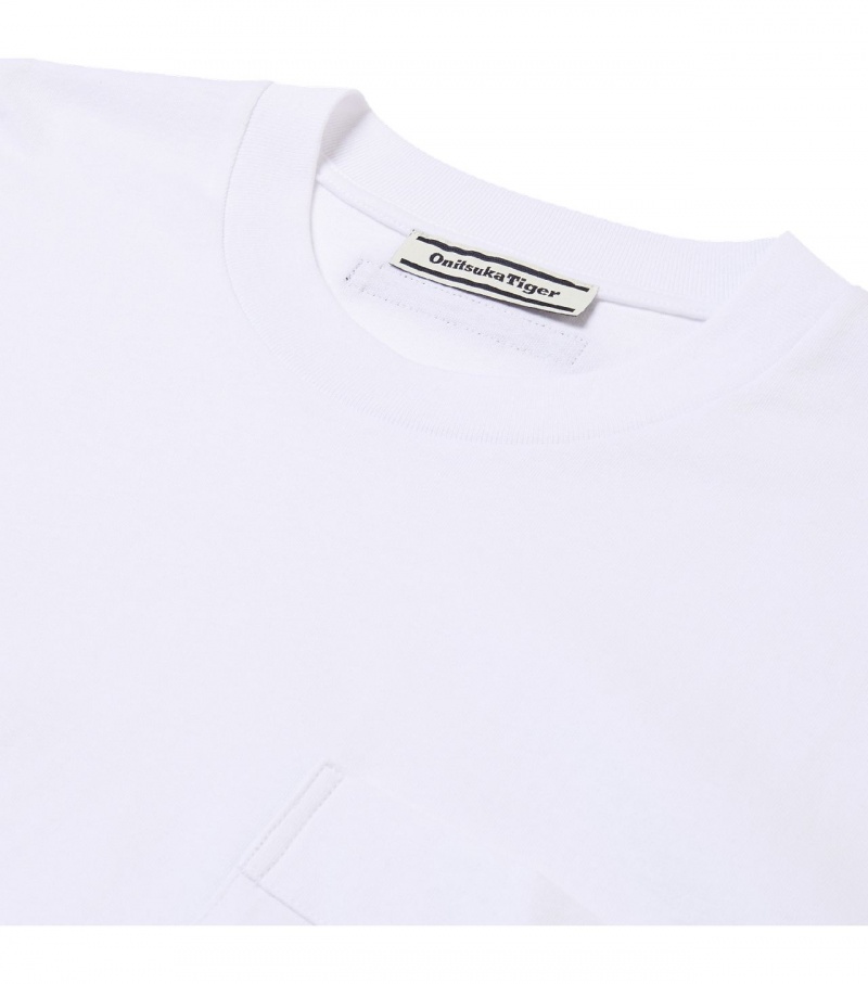 White Onitsuka Tiger T Shirts | 69058-ELQD