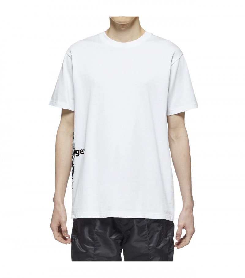 White / Black Onitsuka Tiger T Shirts | 12659-LCEV