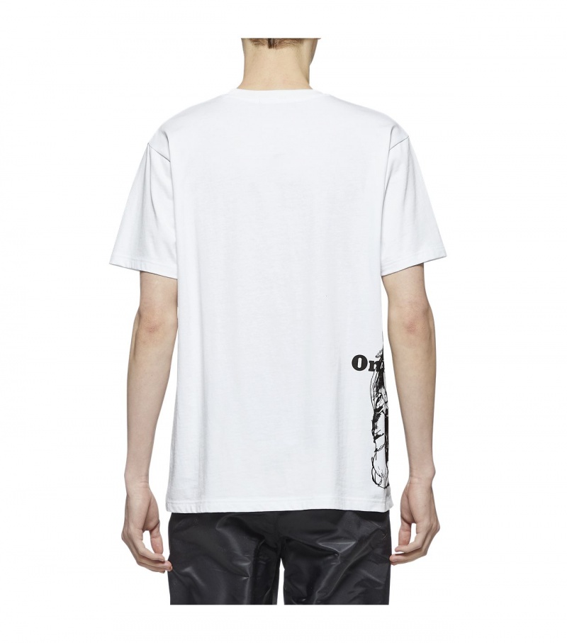 White / Black Onitsuka Tiger T Shirts | 12659-LCEV