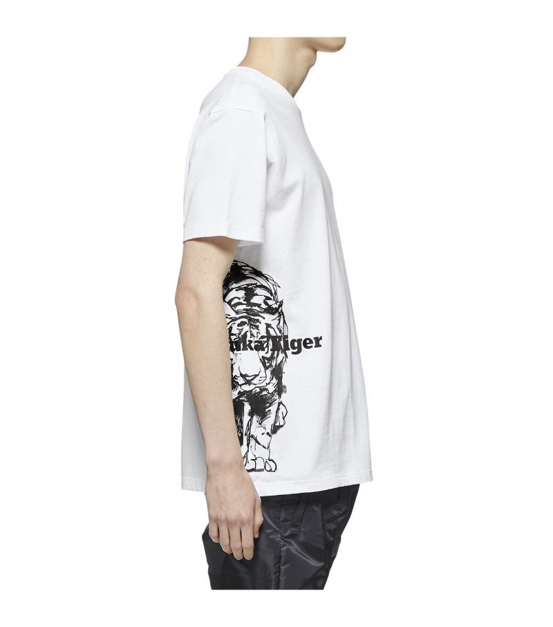 White / Black Onitsuka Tiger T Shirts | 12659-LCEV