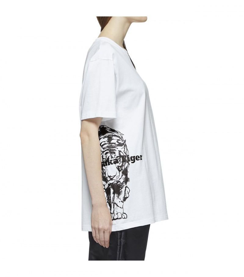 White / Black Onitsuka Tiger T Shirts | 12659-LCEV