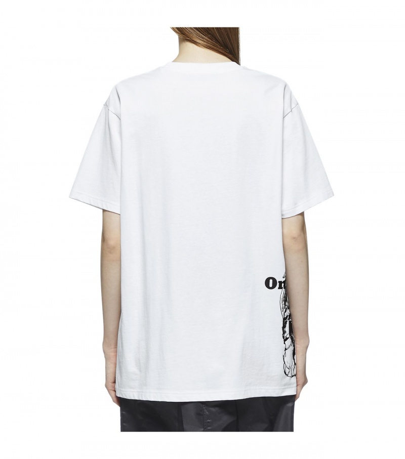 White / Black Onitsuka Tiger T Shirts | 96782-MASY