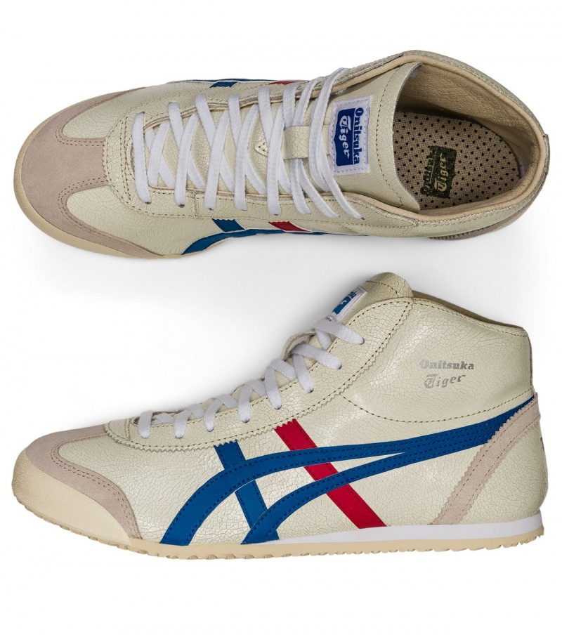 White / Blue Onitsuka Tiger Mexico Mid Runner | 20649-VQET