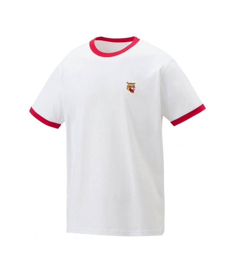 White / Red Onitsuka Tiger Graphic T Shirts | 25637-SEGD