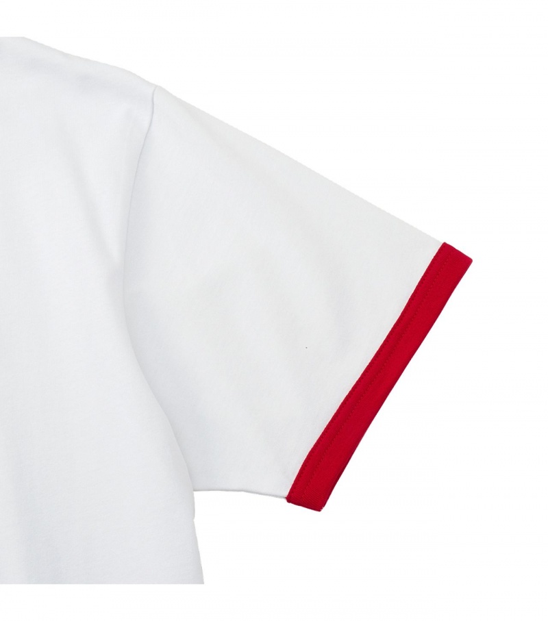 White / Red Onitsuka Tiger Graphic T Shirts | 25637-SEGD