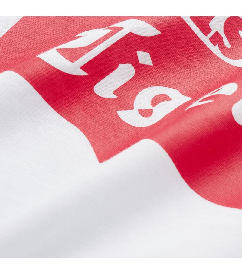 White / Red Onitsuka Tiger Logo T Shirts | 01287-PGEZ