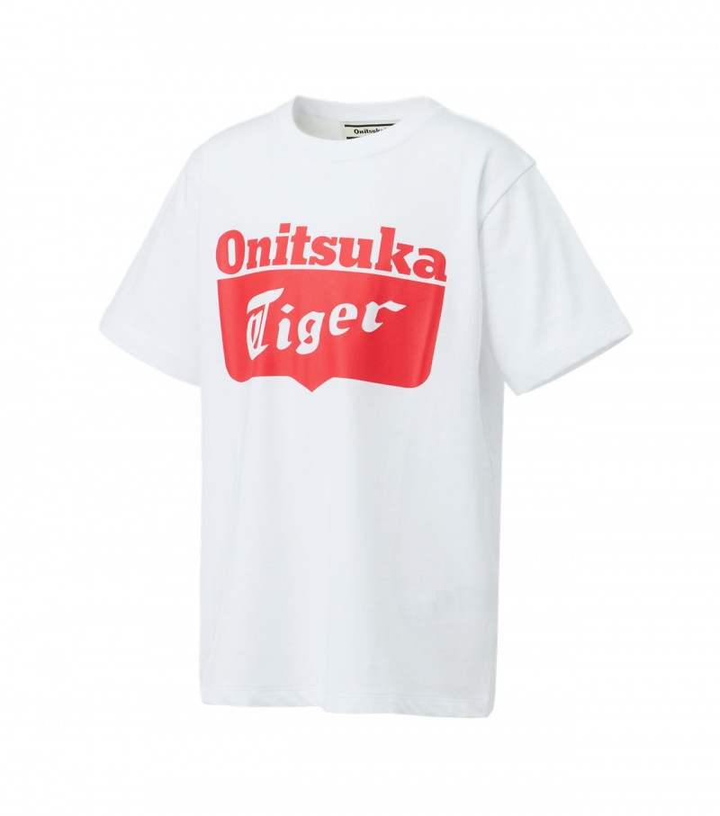 White / Red Onitsuka Tiger T Shirts | 10639-NYRO