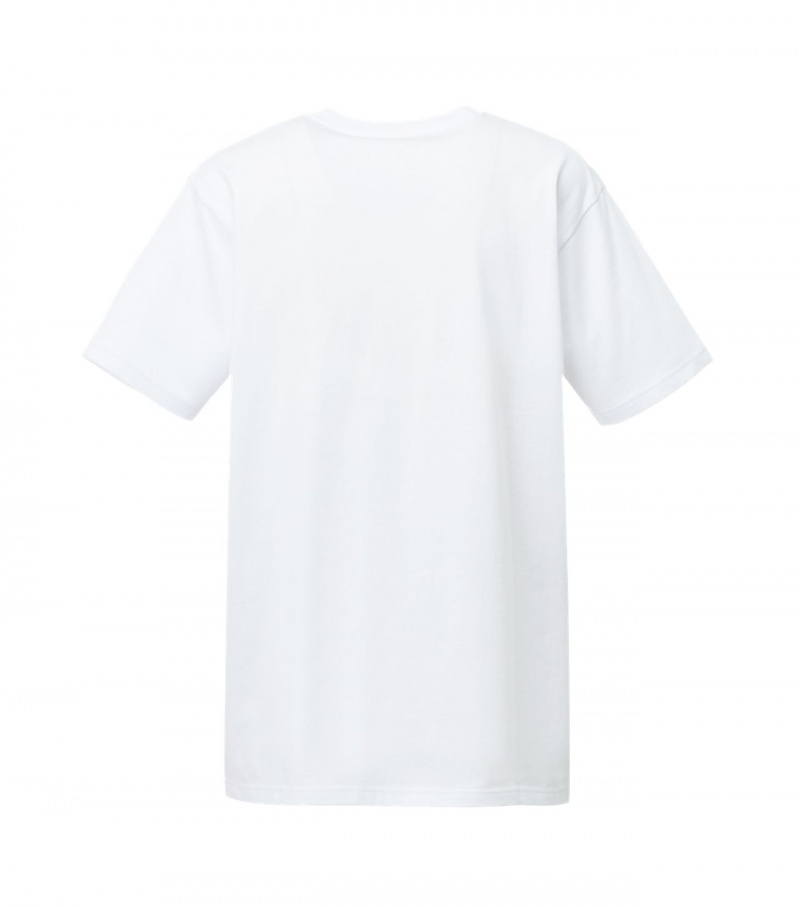 White / Silver Onitsuka Tiger Logo T Shirts | 92431-MZWS