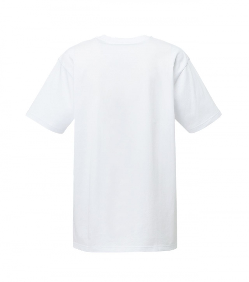 White / Silver Onitsuka Tiger Logo T Shirts | 09472-QKJE