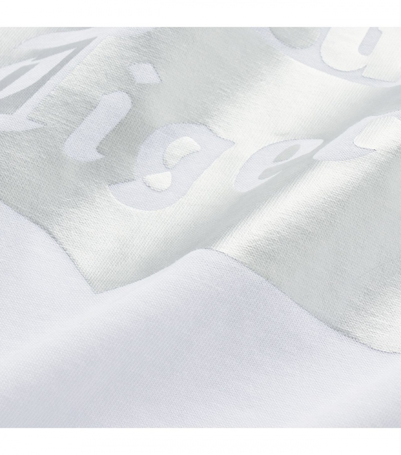 White / Silver Onitsuka Tiger Logo T Shirts | 31947-HDRN