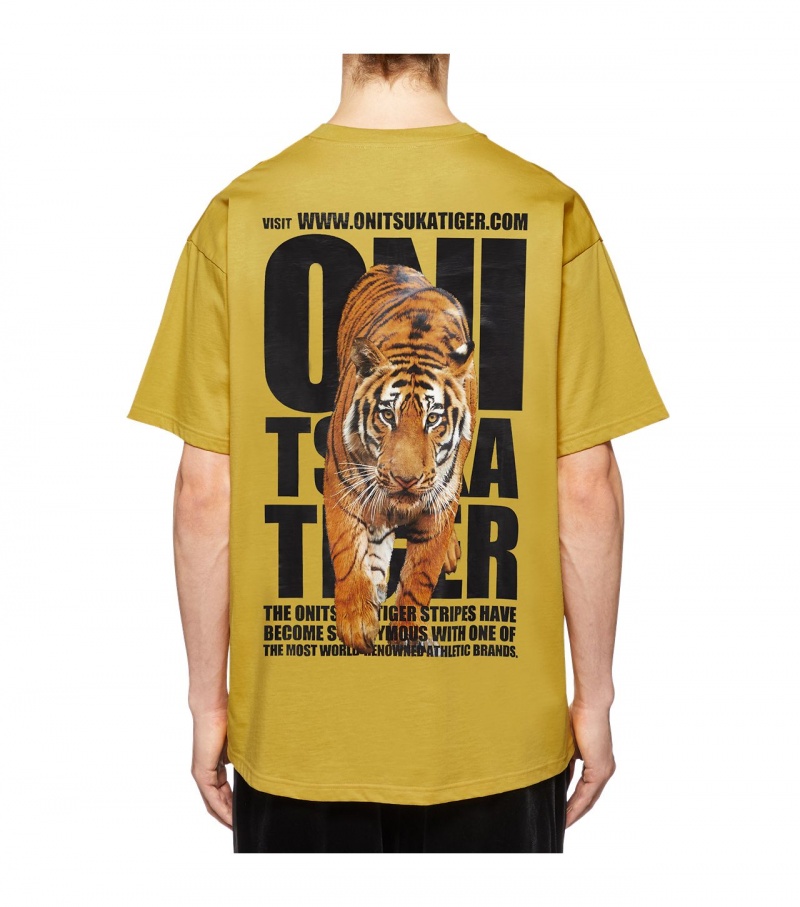 Yellow Onitsuka Tiger Graphic T Shirts | 23457-LNPC